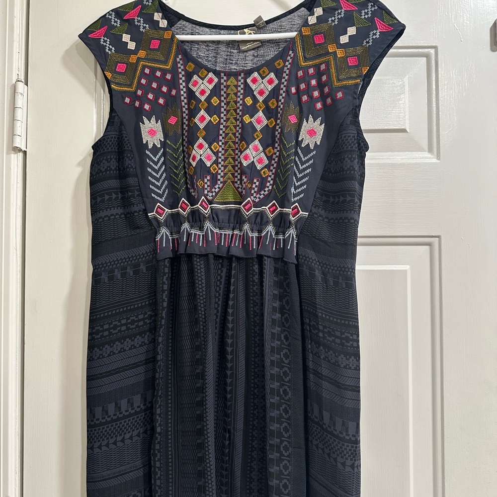 Anthropologie One September Barranco Embroidered Tunic Top Geometric Aztec